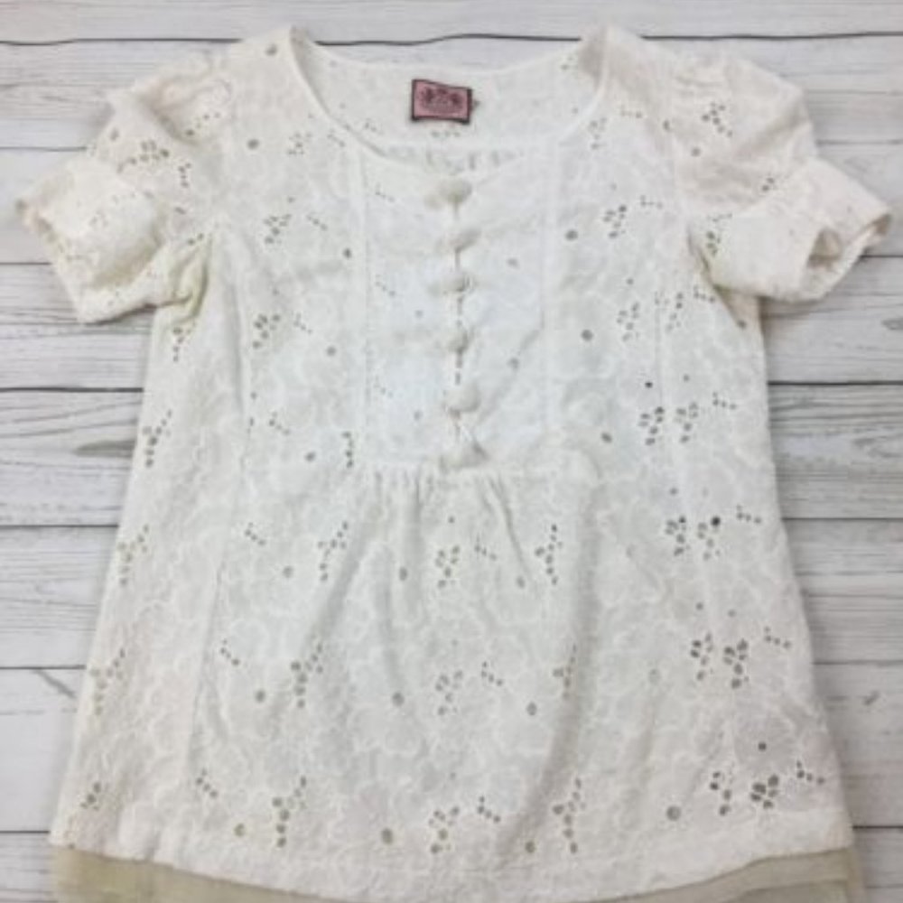juicy couture eyelet white blouse sz 4